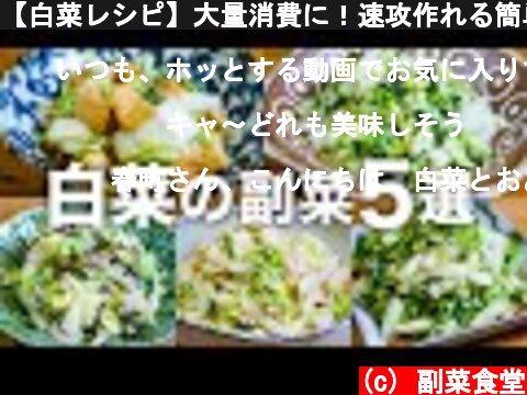 【白菜レシピ】大量消費に！速攻作れる簡単副菜・付け合わせにピッタリな5品♪  (c) 副菜食堂